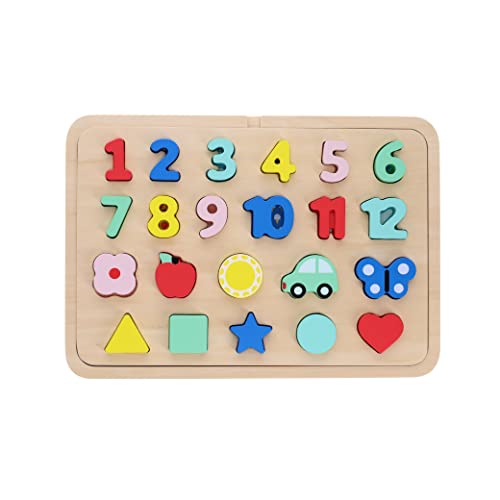 Multi-Language Numbers + Shapes + Colors Wooden Tray Puzzle