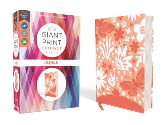 NIV, Giant Print Compact Bible for Girls (Coral Leathersoft)