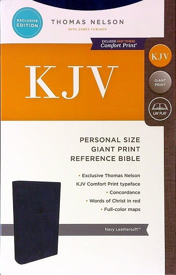 KJV Personal Size Giant Print Reference Bible (4843BLRDR, Navy, Leathersoft)
