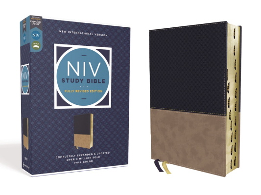 NIV, Study Bible (Fully Revised, Thumb Indexed, Navy/Tan, Leathersoft)