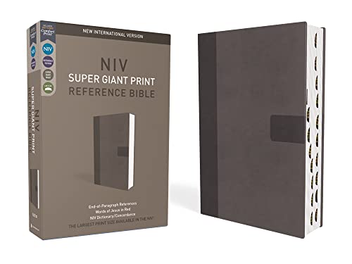 NIV, Super Giant Print Reference Bible (Thumb-Indexed, Charcoal, Leathersoft)