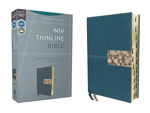 NIV, Thinline Comfort Print Bible (Thumb Indexed, Teal Leathersoft)