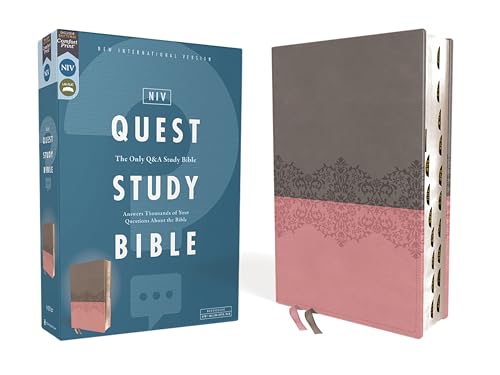 NIV, Quest Study Bible (Thumb-Index, Gray/Pink Leathersoft)