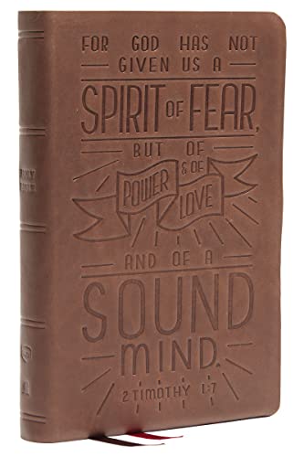 NKJV, Personal Size Reference Bible, Verse Art Cover Collection (#6936BRN - Dark Brown Rough-Cut Genuine Leather)