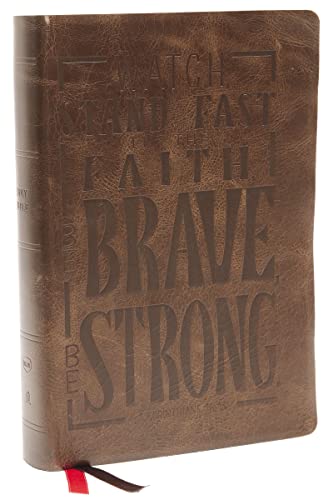 NKJV, Giant Print Center-Column Reference Bible (Verse Art Cover Collection, Thumb-Indexed, #2936BRNI - Dark Brown Genuine Leather)