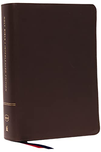 NKJV, Interleaved Bible, Journal Edition (#8556BRN - Dark Brown Genuine Leather)