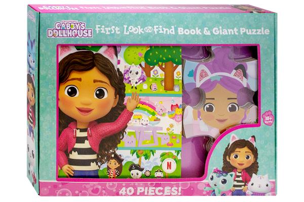 DreamWorks Gabby's Dollhouse First Look and Find Book & Giant Puzzle