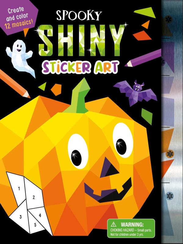 Spooky Shiny Sticker Art: Create and Color 12 Mosaics!